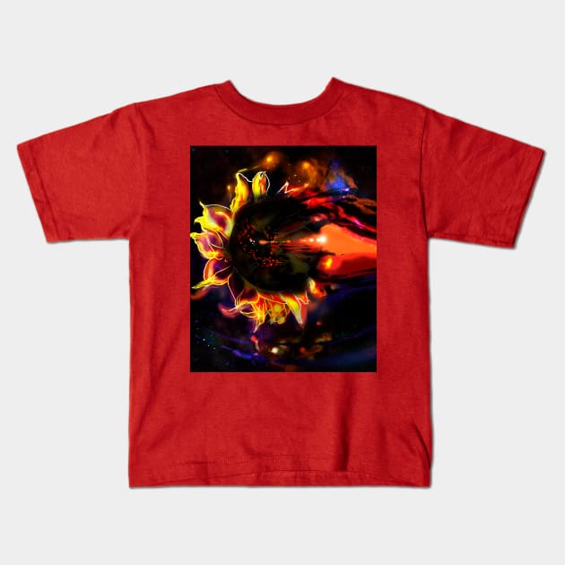 SUN flower black hole nebula Kids T-Shirt by sandpaperdaisy